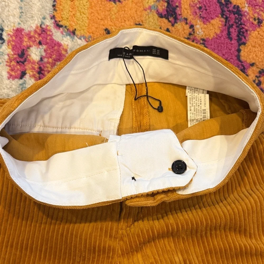 NWOT Zara Mustard Yellow Pants - Picture 3 of 8